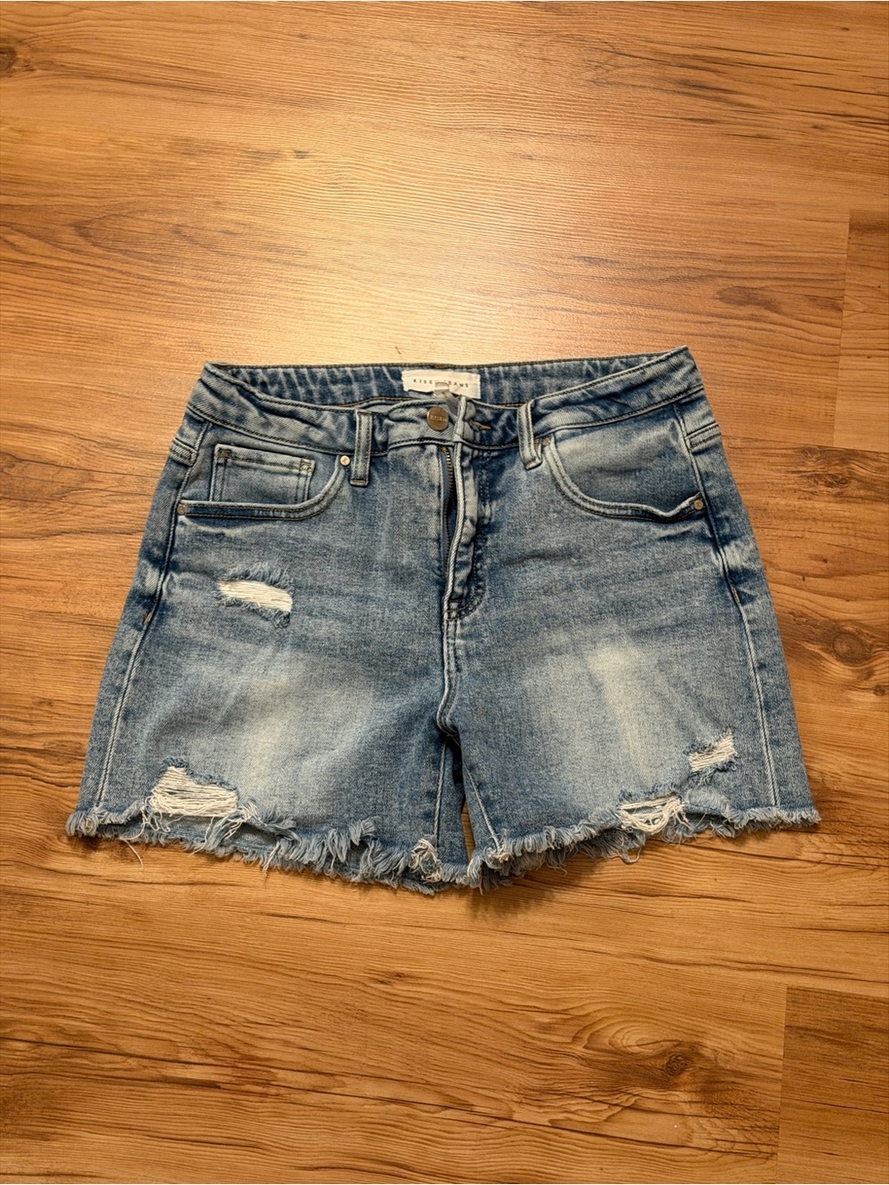 Frayed Hem Light Blue Distressed Denim Shorts